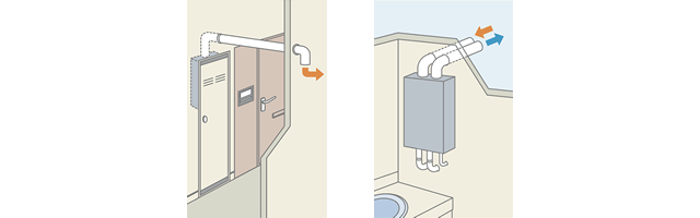 PS扉内上方排気設置・屋内壁掛型