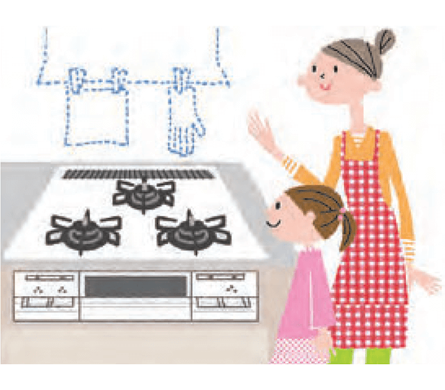 キッチン手袋や濡れタオルを乾かしたりしない