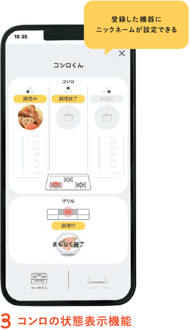 コンロの状態表示機能