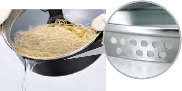 ふたをしたまま湯切りOK