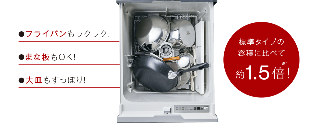 食器と調理器具も一度に洗えます