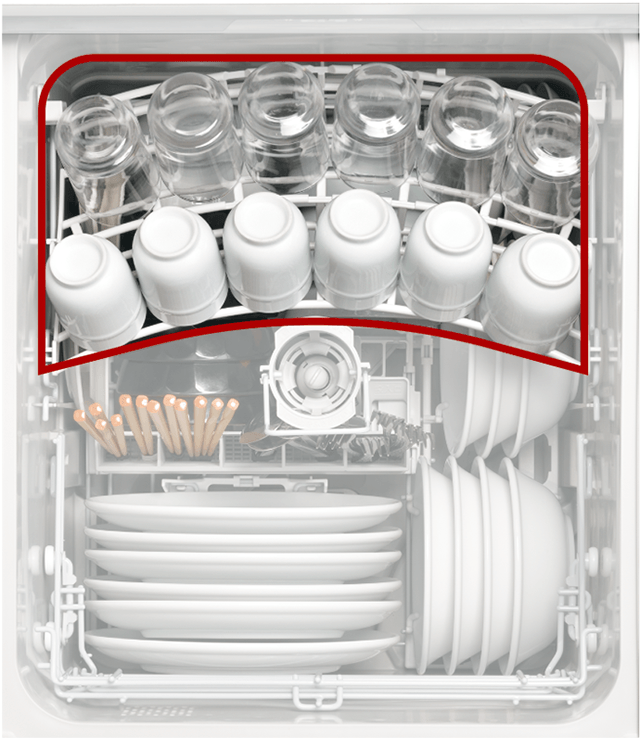 上カゴにはコップとグラスをぎっしり