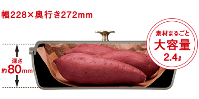 素材が丸ごと入る大容量